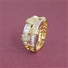 Cubic Zirconia Adjustable Ring With Mehndi 2 Tone Rhodium Plating
