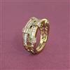 Cubic Zirconia Adjustable Ring With Mehndi 2 Tone Rhodium Plating