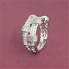 Cubic Zirconia Adjustable Ring With Mehndi 2 Tone Rhodium Plating