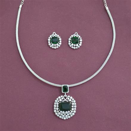 Cubic Zirconia Classic Pendant Set With Rhodium Plating