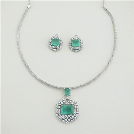 Cubic Zirconia Classic Pendant Set With Rhodium Plating