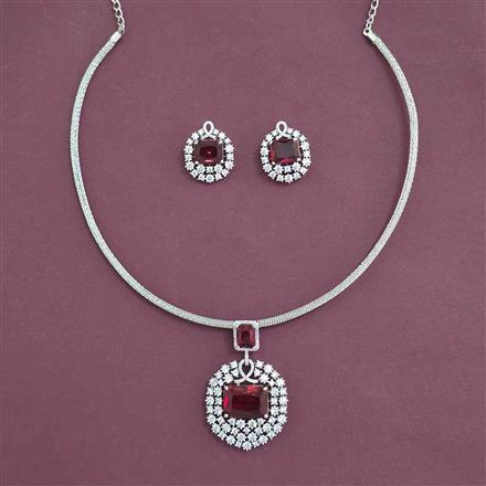 Cubic Zirconia Classic Pendant Set With Rhodium Plating