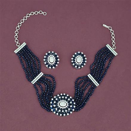 Cubic Zirconia Choker Necklace With Rhodium Plating