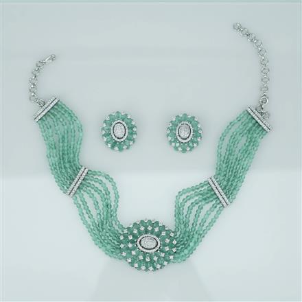 Cubic Zirconia Choker Necklace With Rhodium Plating