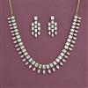 Cubic Zirconia Classic Necklace With Mehndi 2 Tone Rhodium Plating