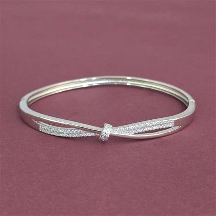 Cubic Zirconia Openable Kada With 2 Tone Rhodium Plating