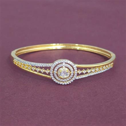 Cubic Zirconia Openable Kada With 2 Tone Rhodium Plating