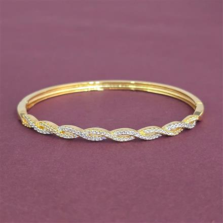 Cubic Zirconia Openable Kada With 2 Tone Rhodium Plating