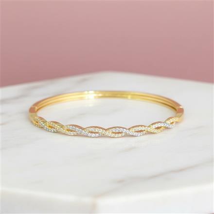 Cubic Zirconia Openable Kada With 2 Tone Rhodium Plating