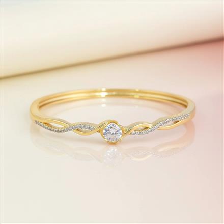 Cubic Zirconia Openable Kada With 2 Tone Rhodium Plating