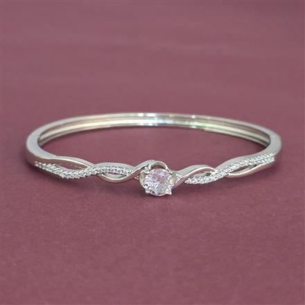 Cubic Zirconia Openable Kada With 2 Tone Rhodium Plating