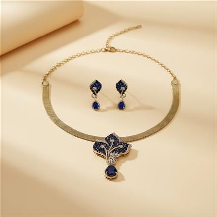 Cubic Zirconia Classic Pendant Set With Mehndi Plating