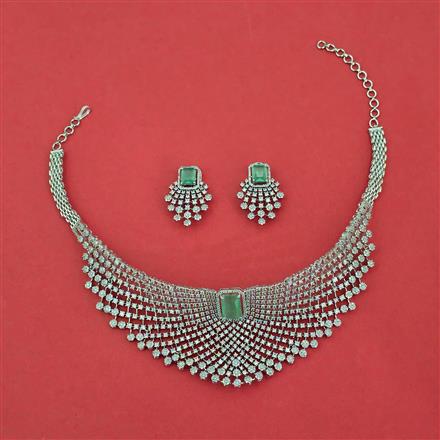 Cubic Zirconia Mukut Necklace With Rhodium Plating