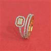 Cz Adjustable Ring With 2 Tone Mehndi Rhodium Plating