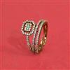 Cz Adjustable Ring With 2 Tone Mehndi Rhodium Plating