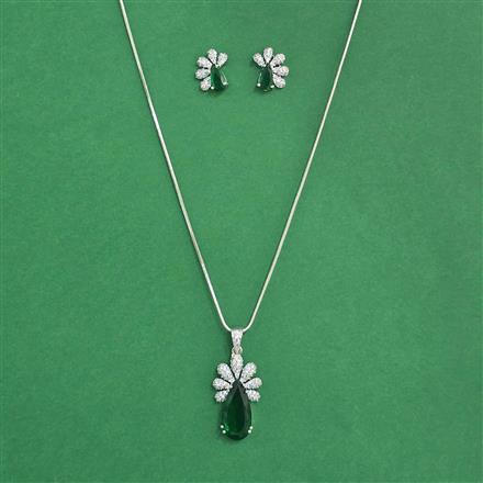 Cz Classic Pendant Set With Rhodium Plating
