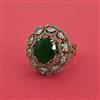 Cubic Zirconia Adjustable Ring With Mehndi Plating