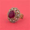 Cubic Zirconia Adjustable Ring With Mehndi Plating