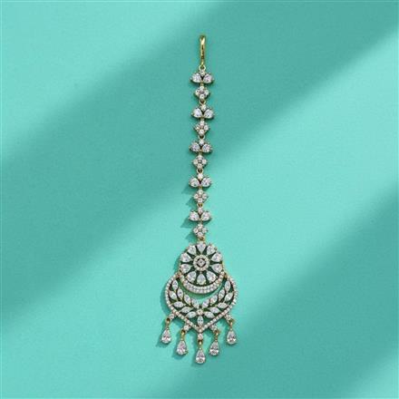 Cz Classic Tikka With 2 Tone Mehndi Rhodium Plating