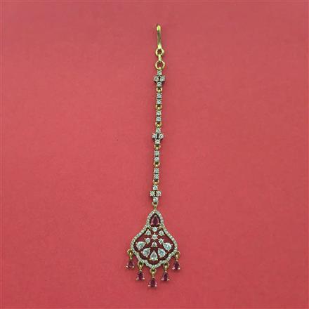 Cubic Zirconia Classic Tikka With Mehndi Plating