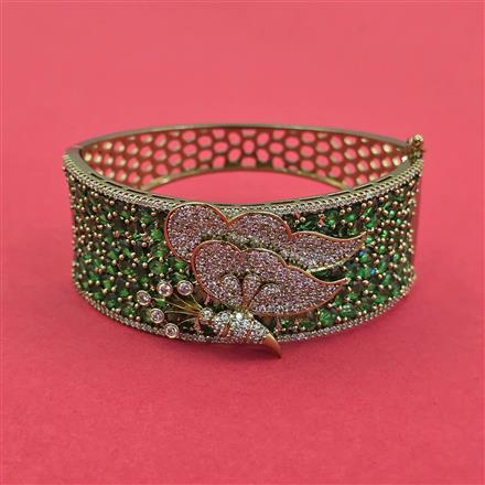 Cubic Zirconia Openable Kada With Mehndi Plating