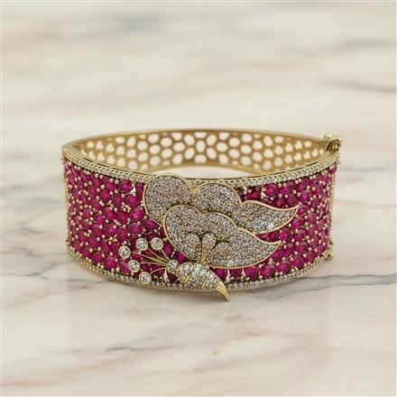 Cubic Zirconia Openable Kada With Mehndi Plating