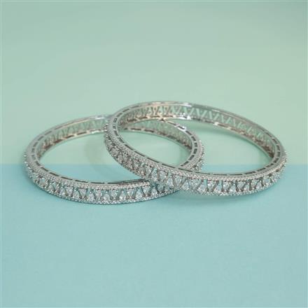 Cz Classic Bangles With Rhodium Plating