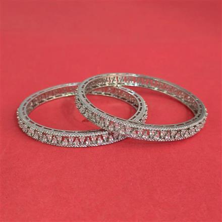 Cz Classic Bangles With Rhodium Plating