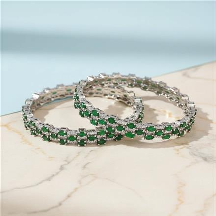 Cz Classic Bangles With Rhodium Plating