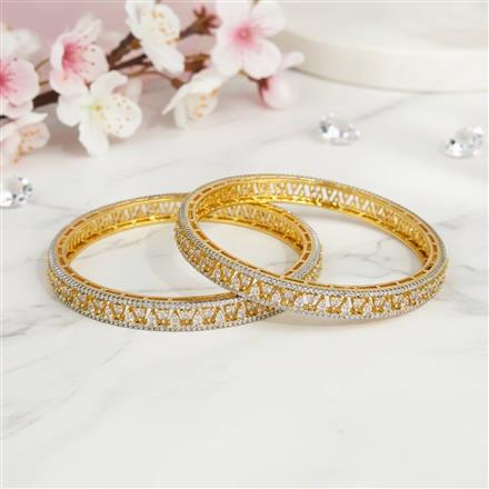 Cz Classic Bangles With 2 Tone Plating