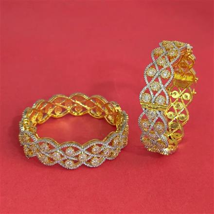 Cz Openable Bangles With 2 Tone Plating