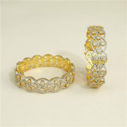 Cz Openable Bangles With 2 Tone Plating