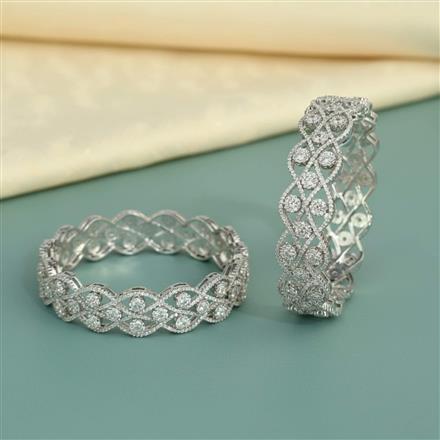Cz Openable Bangles With Rhodium Plating