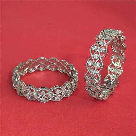 Cz Openable Bangles With Rhodium Plating