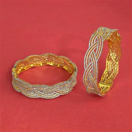 Cz Openable Bangles With 2 Tone Plating