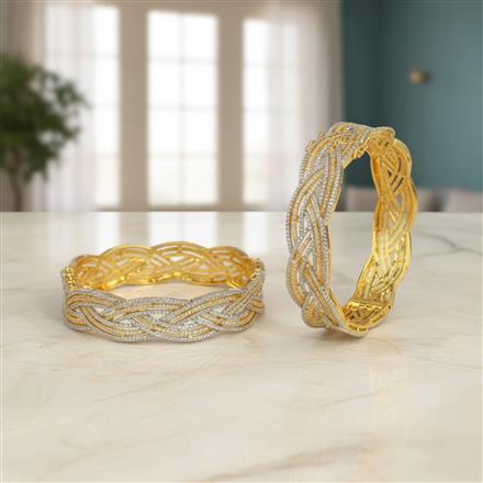 Cz Openable Bangles With 2 Tone Plating