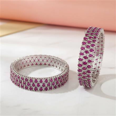 Cz Openable Bangles With Rhodium Plating