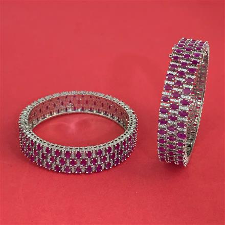 Cz Openable Bangles With Rhodium Plating
