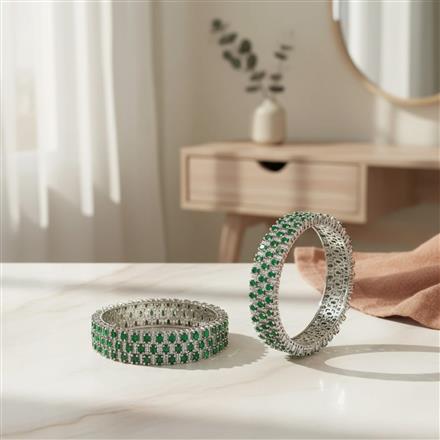 Cz Openable Bangles With Rhodium Plating