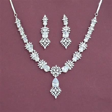 Cubic Zirconia Classic Necklace With Rhodium Plating