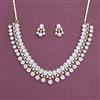 Cubic Zirconia Classic Necklace With Mehndi 2 Tone Rhodium Plating