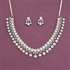 Cubic Zirconia Classic Necklace With Mehndi 2 Tone Rhodium Plating