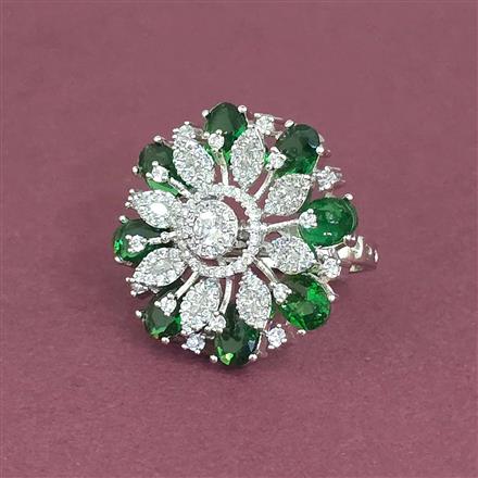 Cubic Zirconia Adjustable Ring With Rhodium Plating