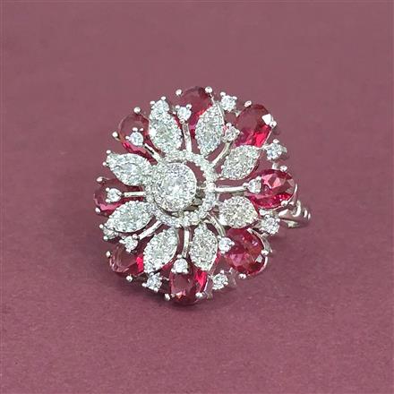 Cubic Zirconia Adjustable Ring With Rhodium Plating