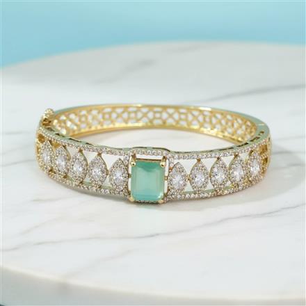 Cubic Zirconia Openable Kada With Mehndi Plating