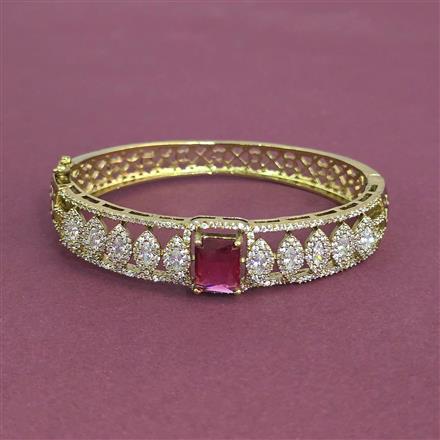Cubic Zirconia Openable Kada With Mehndi Plating