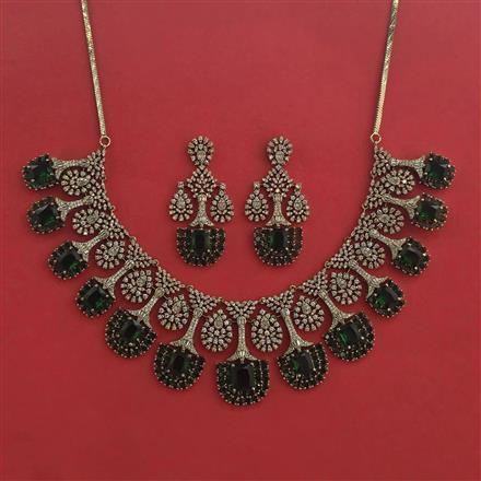 American Diamond Classic Necklace With Mehndi Plating