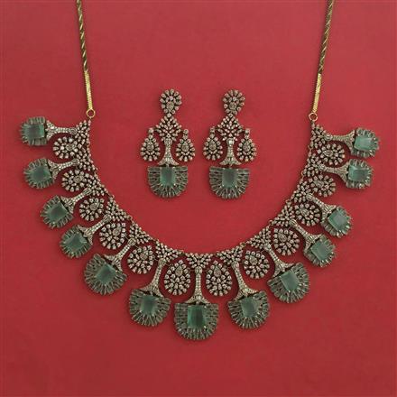 American Diamond Classic Necklace With Mehndi Plating