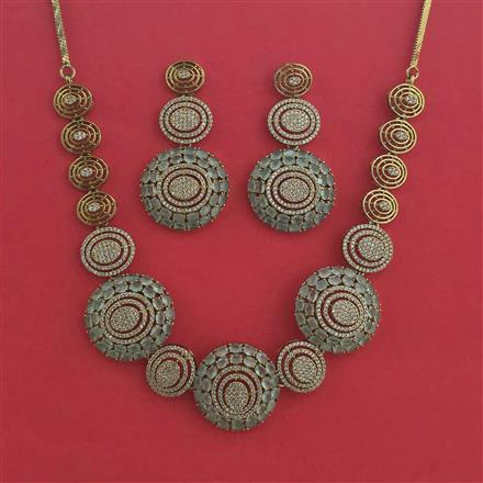 American Diamond Classic Necklace With Mehndi Plating