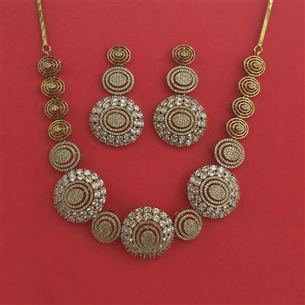 American Diamond Classic Necklace With Mehndi Plating